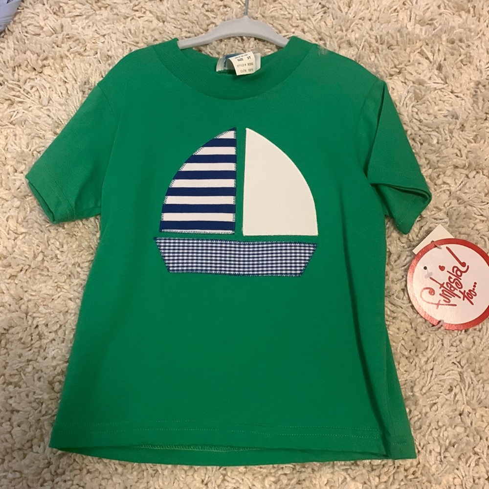 NWT Funtasia Green Sailboat Shirt Size 3T